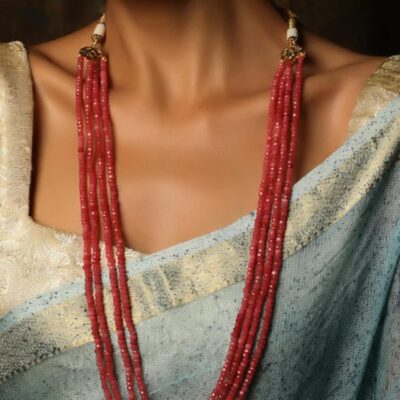 Pink Onyx Stone Necklace With Kundan Stone