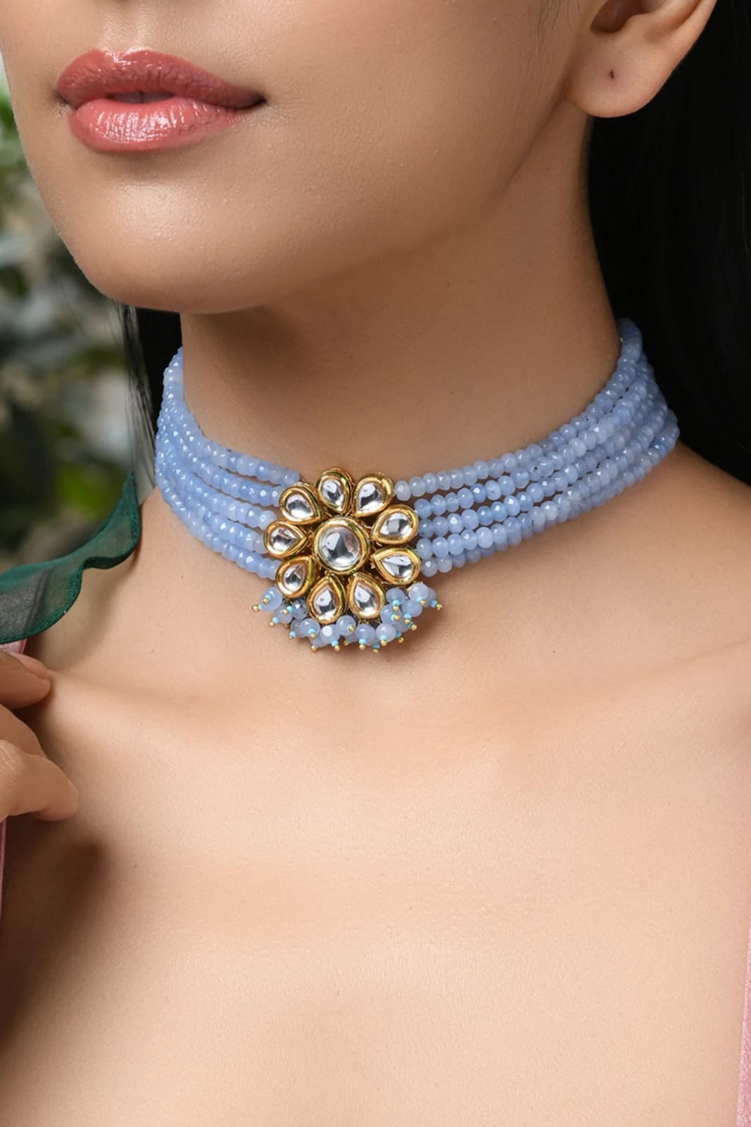 Gold Plated Kundan Choker Necklace - Image 3