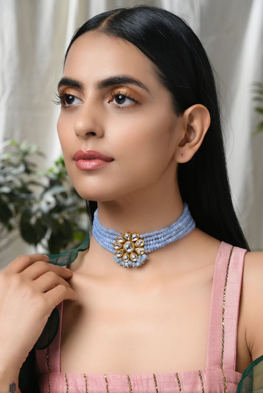 Gold Plated Kundan Choker Necklace - Image 2