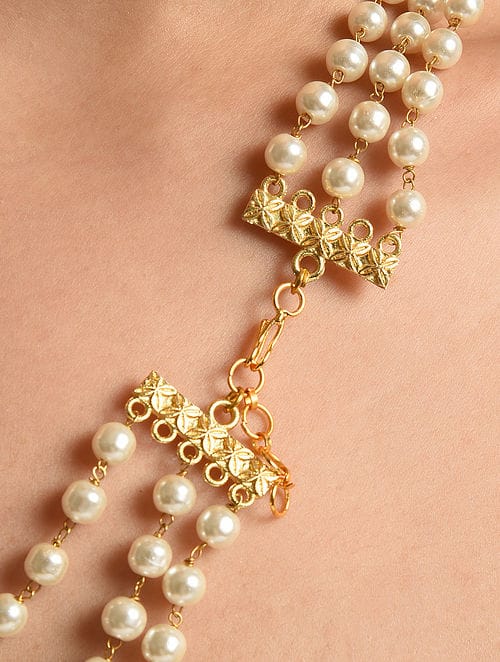 Pink Pearl Beaded Layered Necklace - Image 4