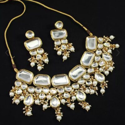 Gold Plated Kundan Polki Necklace Set