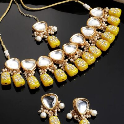 Gold Plated Kundan Polki Necklace Set