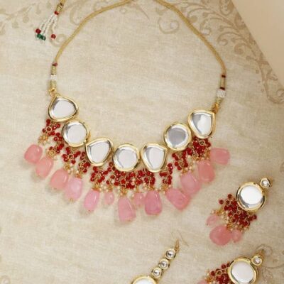 Gold Plated Kundan Polki Necklace Set