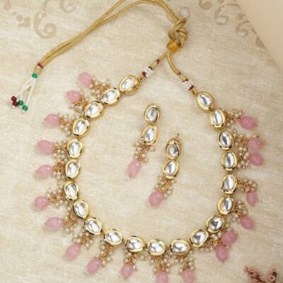 Gold Plated Kundan Polki Necklace Set