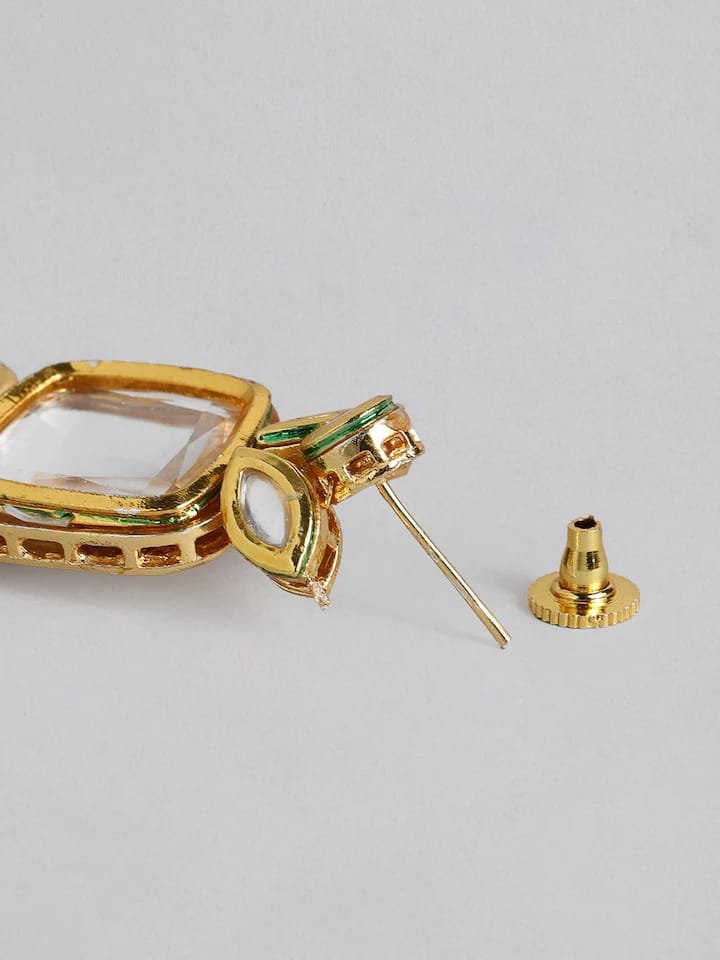 Gold Plated Kundan Polki Necklace Set - Image 4