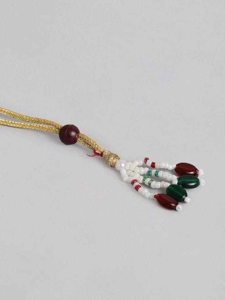 Gold Plated Kundan Polki Necklace Set - Image 9