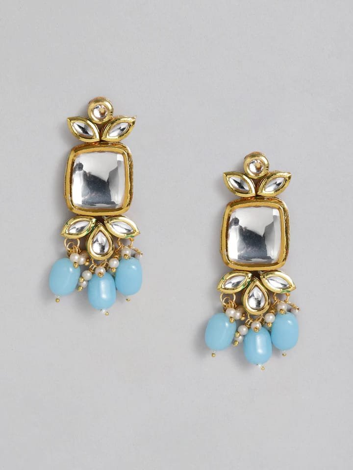 Gold Plated Kundan Polki Necklace Set - Image 6