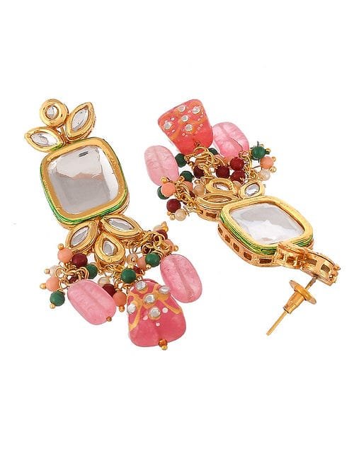 Jadau Kundan Necklace & Earrings Set - Image 6