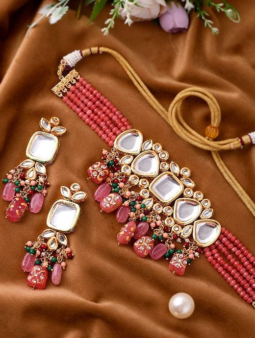 Jadau Kundan Necklace & Earrings Set