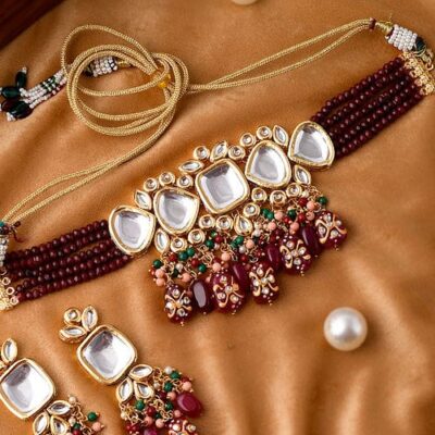 Jadau Kundan Necklace & Earrings Set
