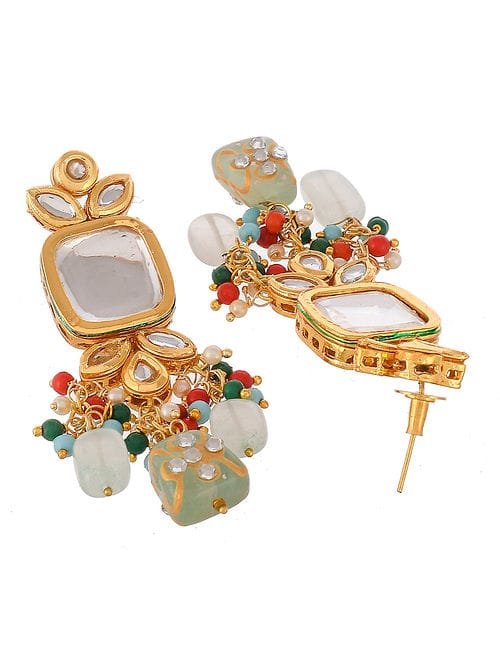 Jadau Kundan Necklace & Earrings Set - Image 6
