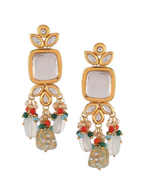 Jadau Kundan Necklace & Earrings Set - Image 5