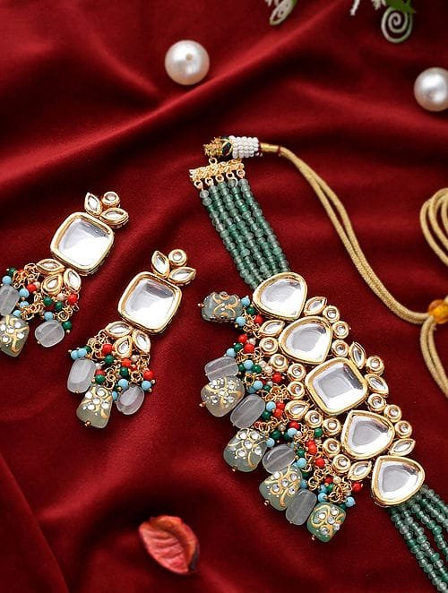Jadau Kundan Necklace & Earrings Set
