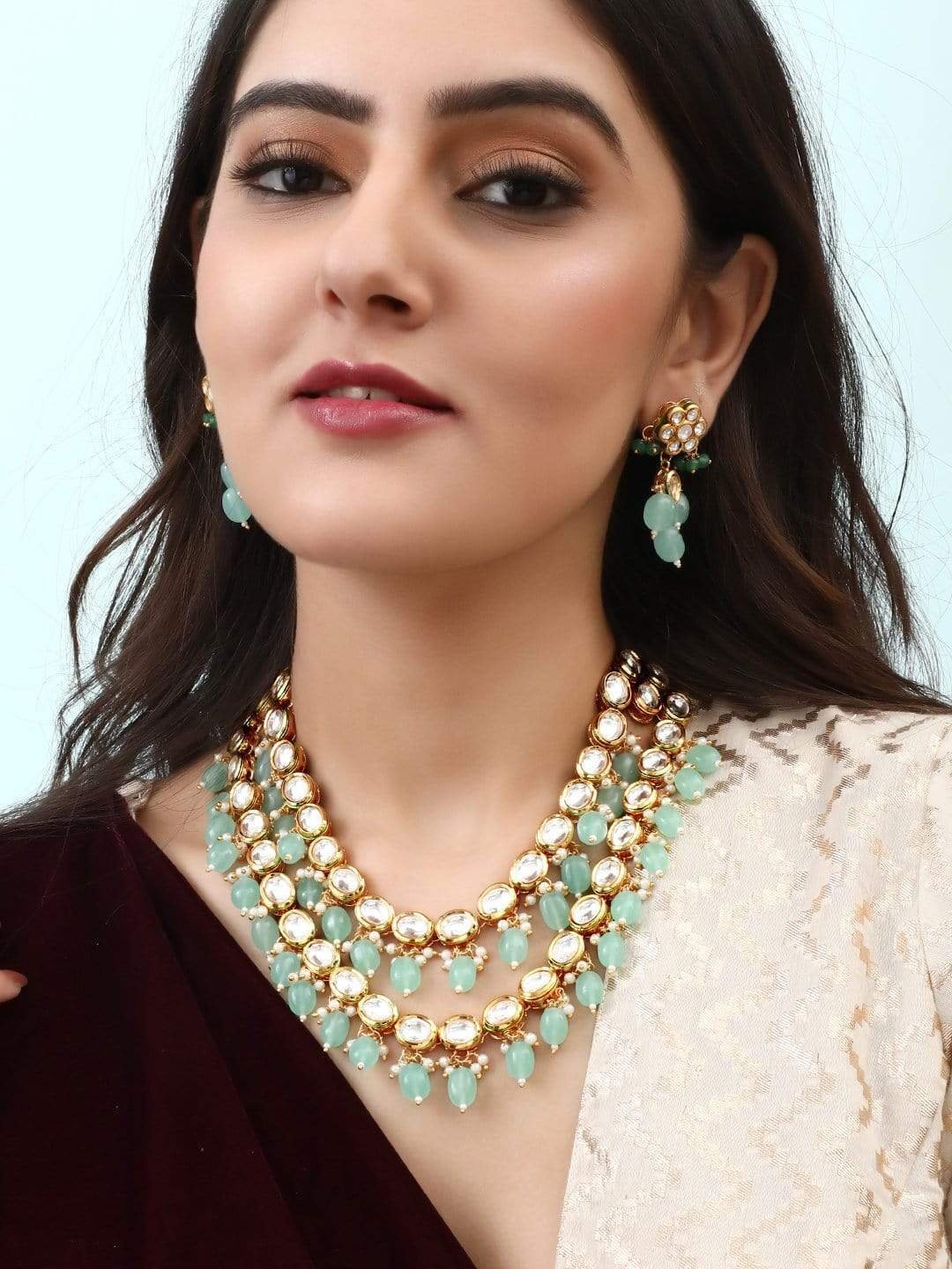 Jadau Kundan Necklace & Earrings Set