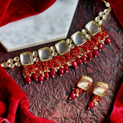 Gold Tone Kundan Choker Necklace Set