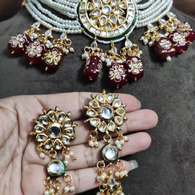 Gold Tone Kundan Choker Necklace Set