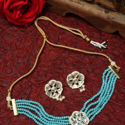 Gold Plated Elegant kundan Necklace set