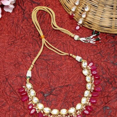Gold Plated Elegant kundan Necklace set