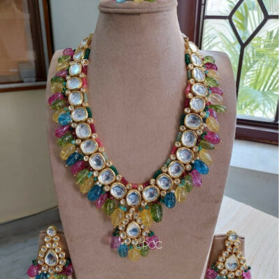 Gold Tone Kundan Choker Necklace Set