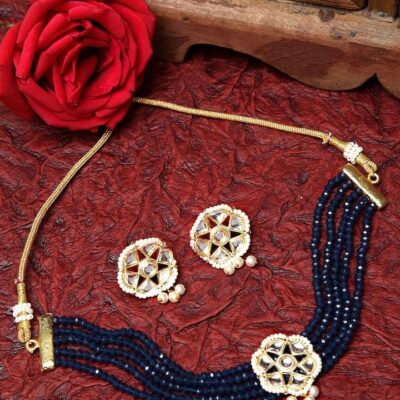 Gold Plated Elegant kundan Necklace set