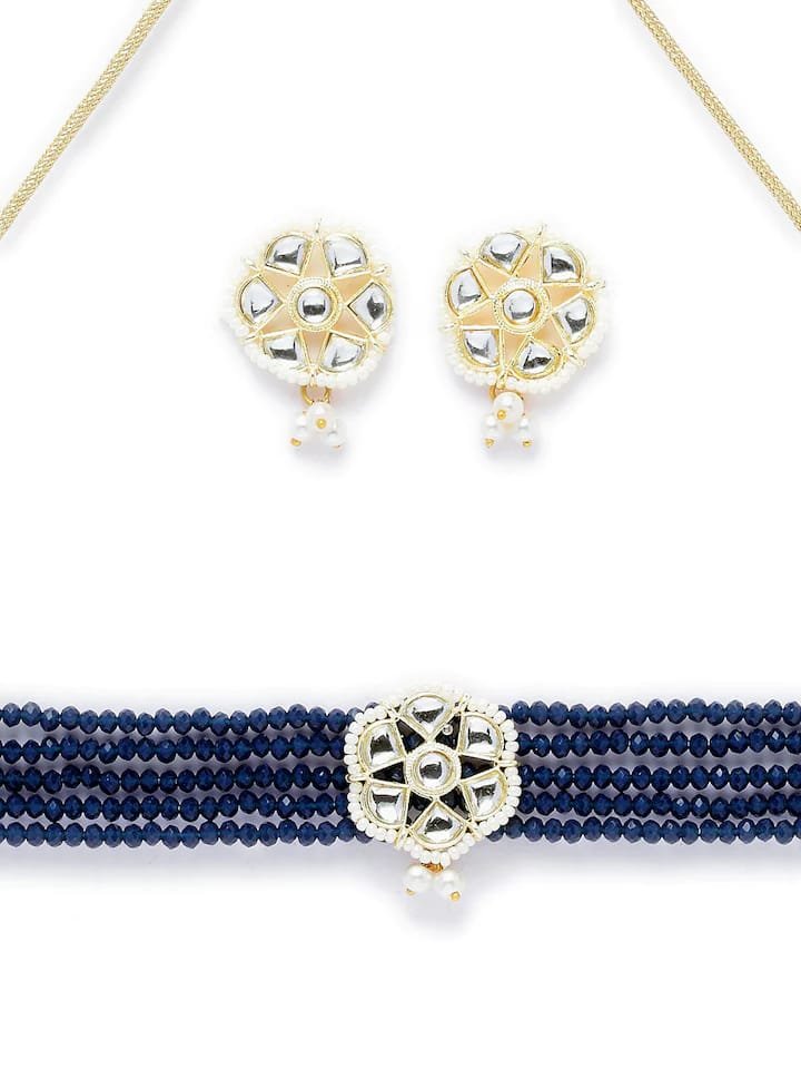 Gold Plated Elegant kundan Necklace set - Image 5