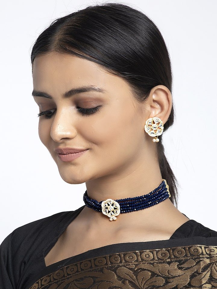 Gold Plated Elegant kundan Necklace set - Image 4