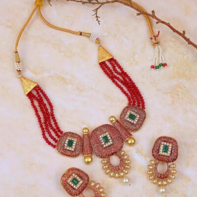 Gold Plated Elegant kundan Necklace set