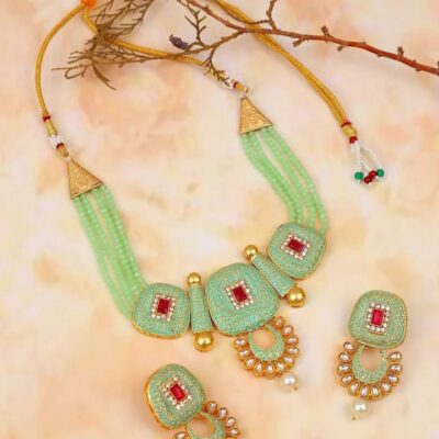 Gold Plated Elegant kundan Necklace set