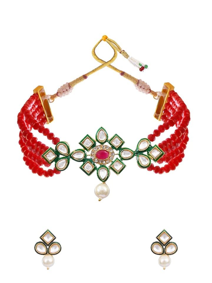Gold Plated Elegant kundan Necklace set - Image 2