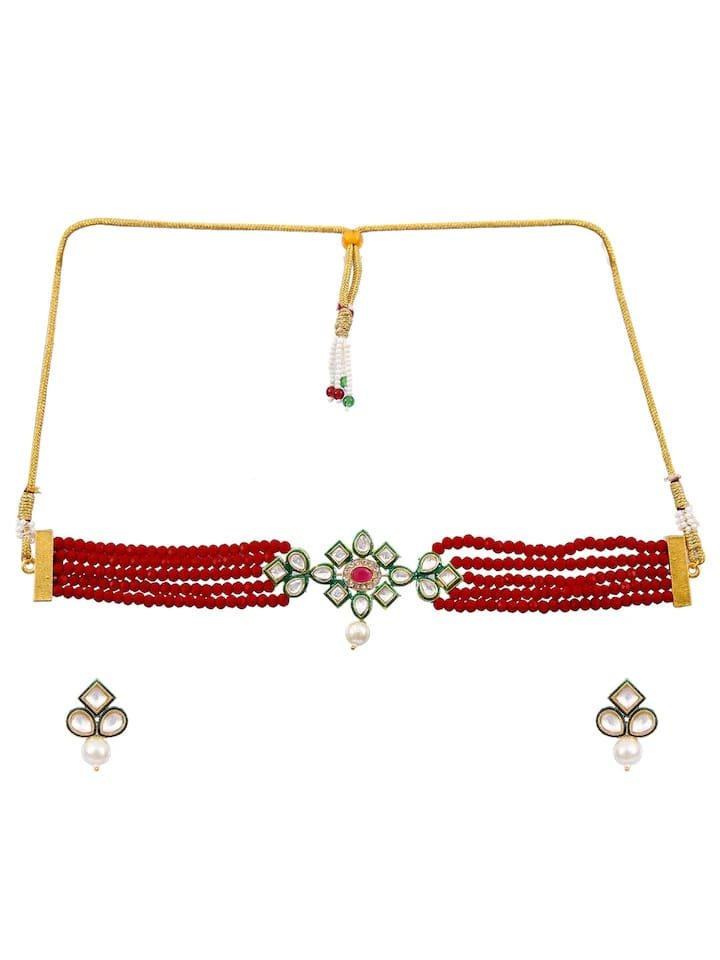 Gold Plated Elegant kundan Necklace set - Image 3