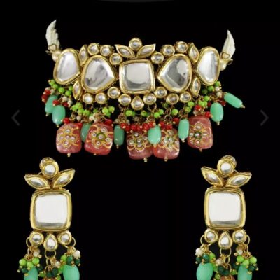 Gold Plated Elegant kundan Necklace set