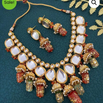 Gold Plated Elegant kundan Necklace set