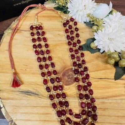 Fine Red Stone Long Necklace