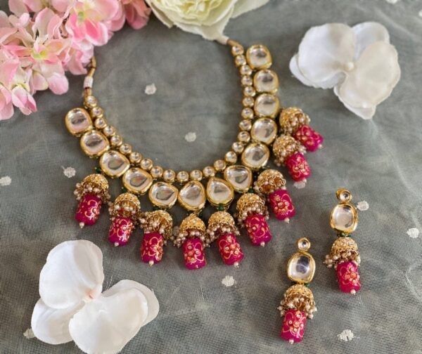 Meenakari Jadau Kundan Kundan Bridal Choker set - Image 5