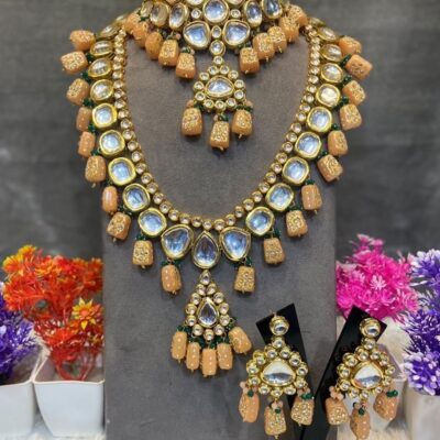 Jadau Kundan Handmade Hand Painted Meenakari Kundan Choker Emerald Semiprecious Stone Kundan Choker Necklace
