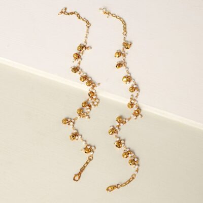Delicate Gold & Peral Anklet Set Of 2