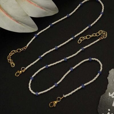 Gold-Plated & White Peral Set Of 2 Anklets