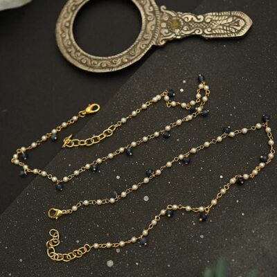 Delicate Gold & Peral Anklet Set Of 2