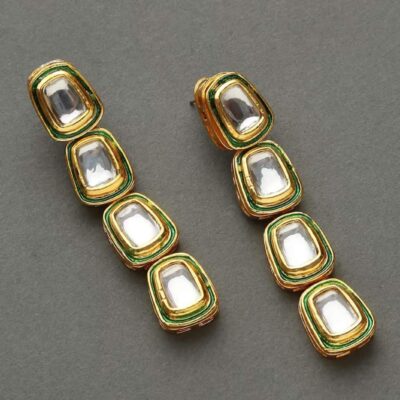 Gold Plated Kundan Work Earrings
