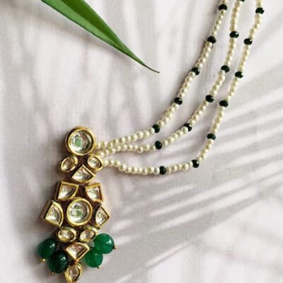Gold Plated Beads Meenakari Earrings