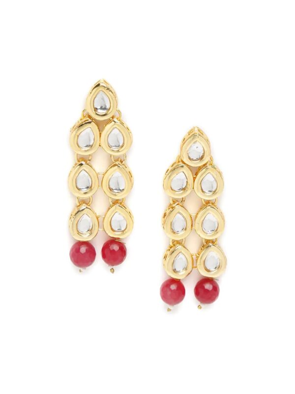 Gold Plated Kundan Work Earrings - Image 3