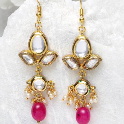 Gold Plated Kundan Work Earrings