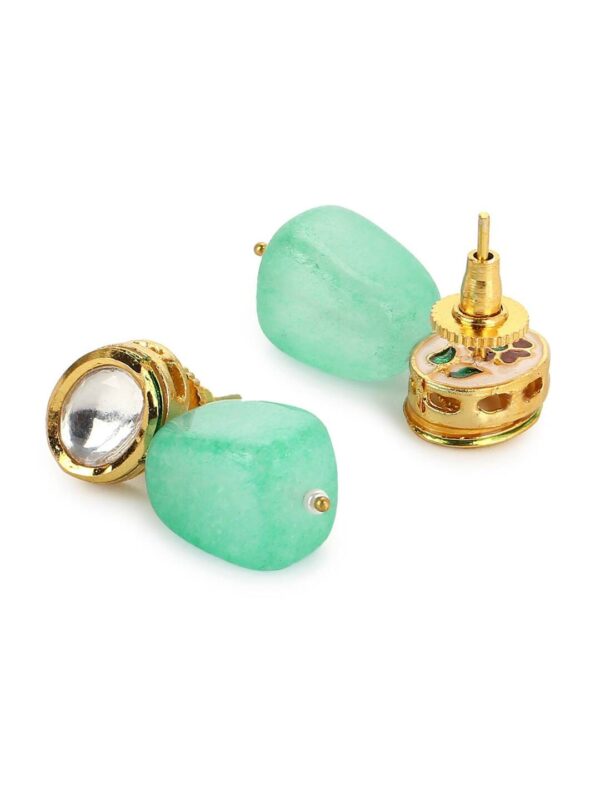 Gold Plated Kundan Work Earrings - Image 4