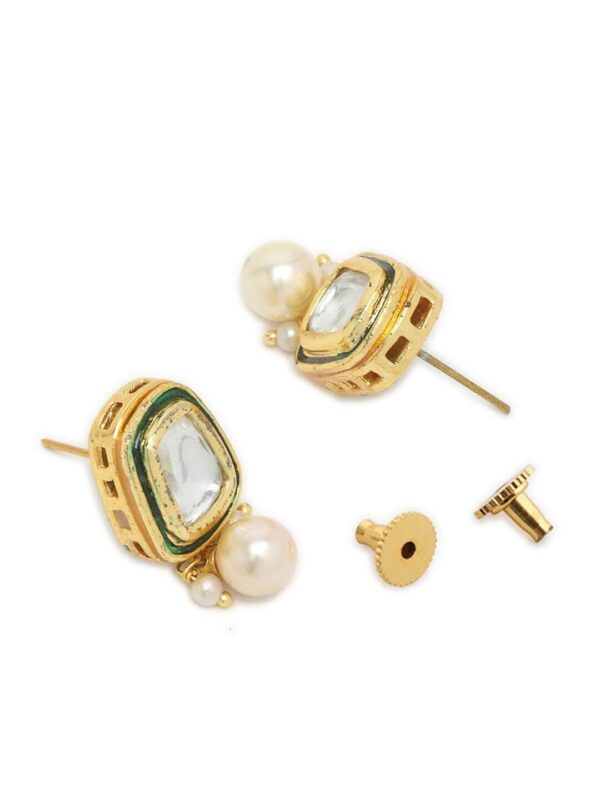 Gold Plated Handcrafted Kundan Earring - Image 4