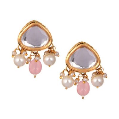 Gold Plated Kundan Work Earrings
