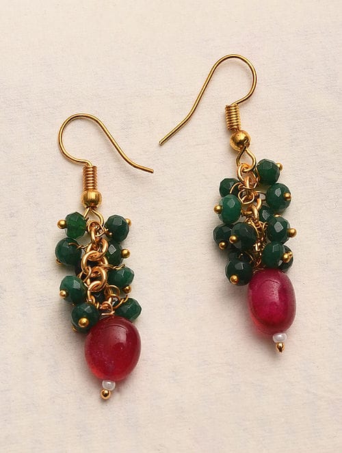 Red & Green Stone Earrings - Image 3