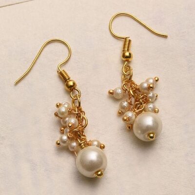 White Pearl Stone Earrings