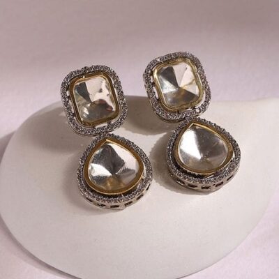 Silver Plated Polki Earrings