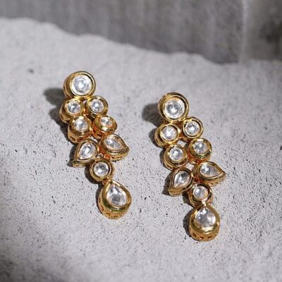 Sabyasachi Inspired Gold Plated Kundan Polki Earrings