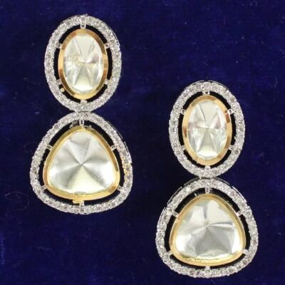 Sabyasachi Inspired Silver Plated Polki Earrings